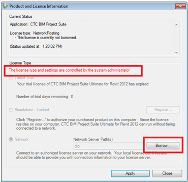 CTC Suite License Settings