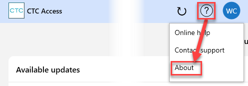 View the version in the about window